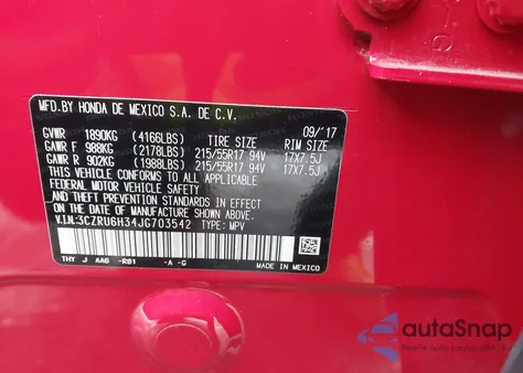 2018 Honda Hr-V Lx из США, поврежденный, VIN 3CZRU6H34JG703542